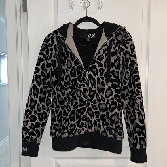 Fox Racing Leopard Fleece Zip Hoodie Sz S– Cozy Cool Vibes - Picture 1 of 6